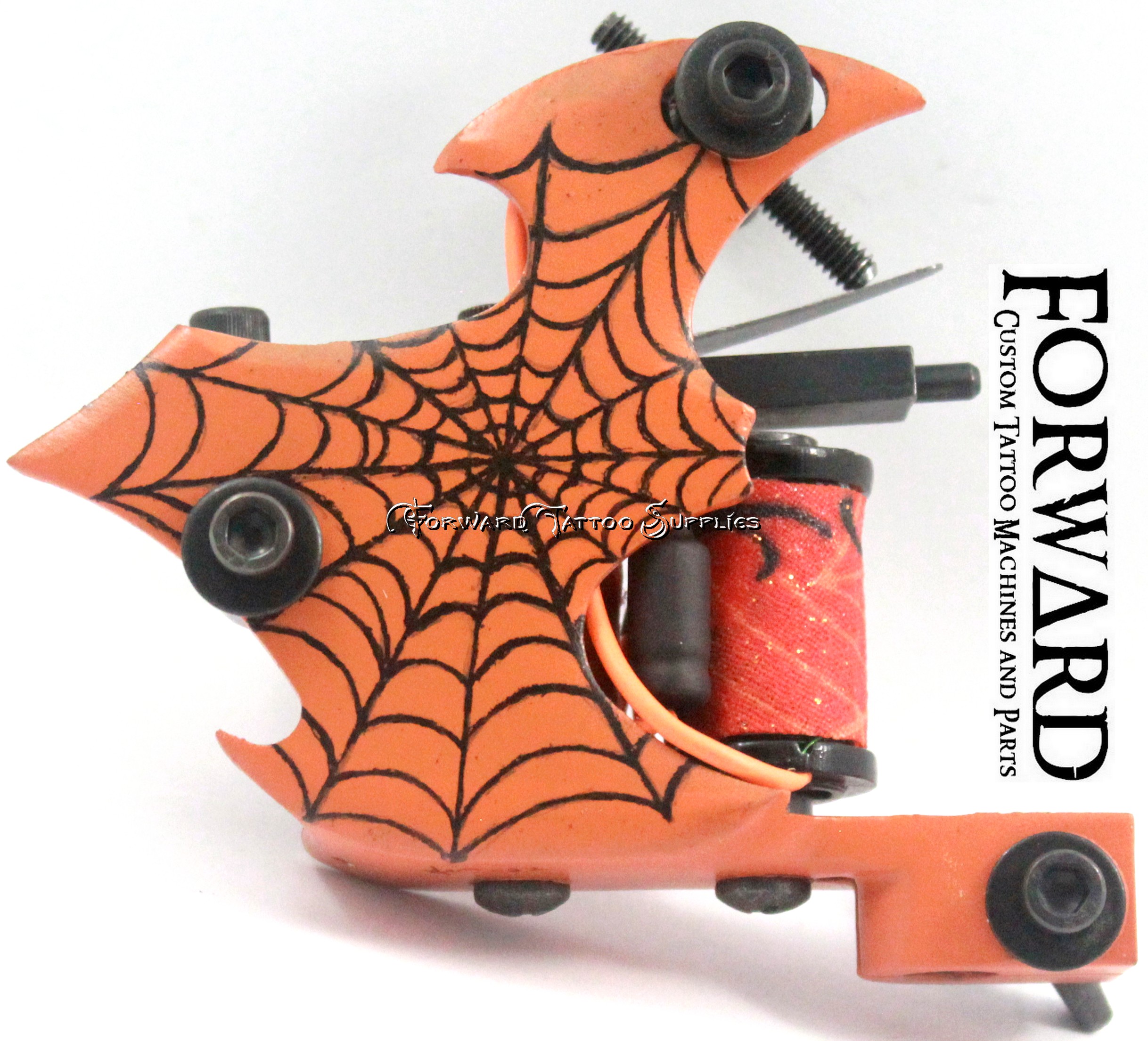 Orange web bat shader tattoo machine forward tattoo