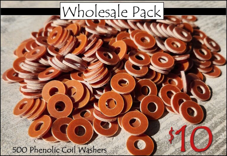 Pile of phenolic coil washers, wholesale pack.