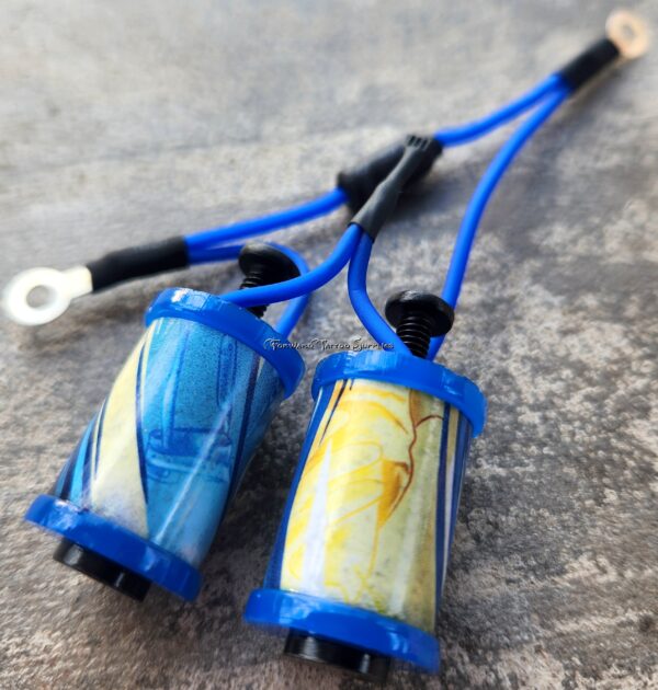 1.25" 8 Wrap Neon Blue Gold Coil Set