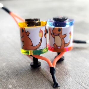 1" 8 Wrap Pokémon Charmander Rainbow Neon Tattoo Machine Coil Set
