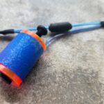 Blue foam grip with attached wires