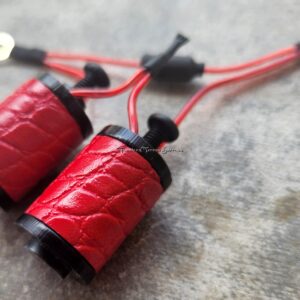1.25" 8 Wrap Black Candy Red Leather Coil Set
