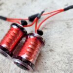 Close-up of red copper wire coils