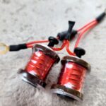 Close-up red copper wire coils and connectors