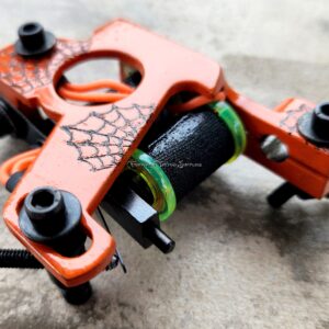 Lefty Orange Carved Web Black Widow Shader Tattoo Machine