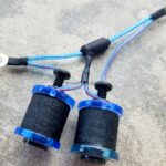 Tattoo machine grips with blue wires