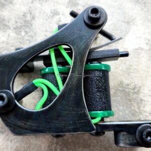 Blackened Distressed Jensen Shader Tattoo Machine Green Lime