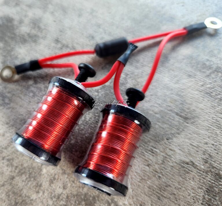 Tattoo machine coils with red wires